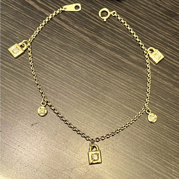 18K Charm Bracelet 0.36 Natural Diamond - Picture 3 of 7